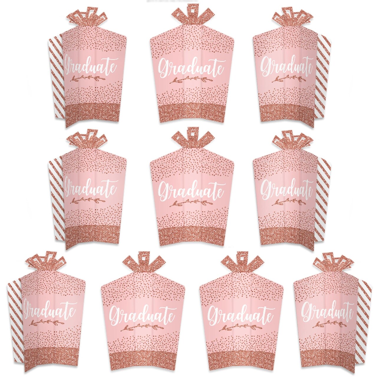 Big Dot of Happiness Rose Gold Grad - Table Decorations - Graduation Party Fold and Flare Centerpieces - 10 Count